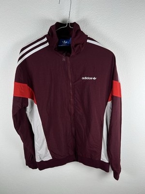 Adidas leichte Jacke Herren S Burgund Weiß Rot Sport Laufen