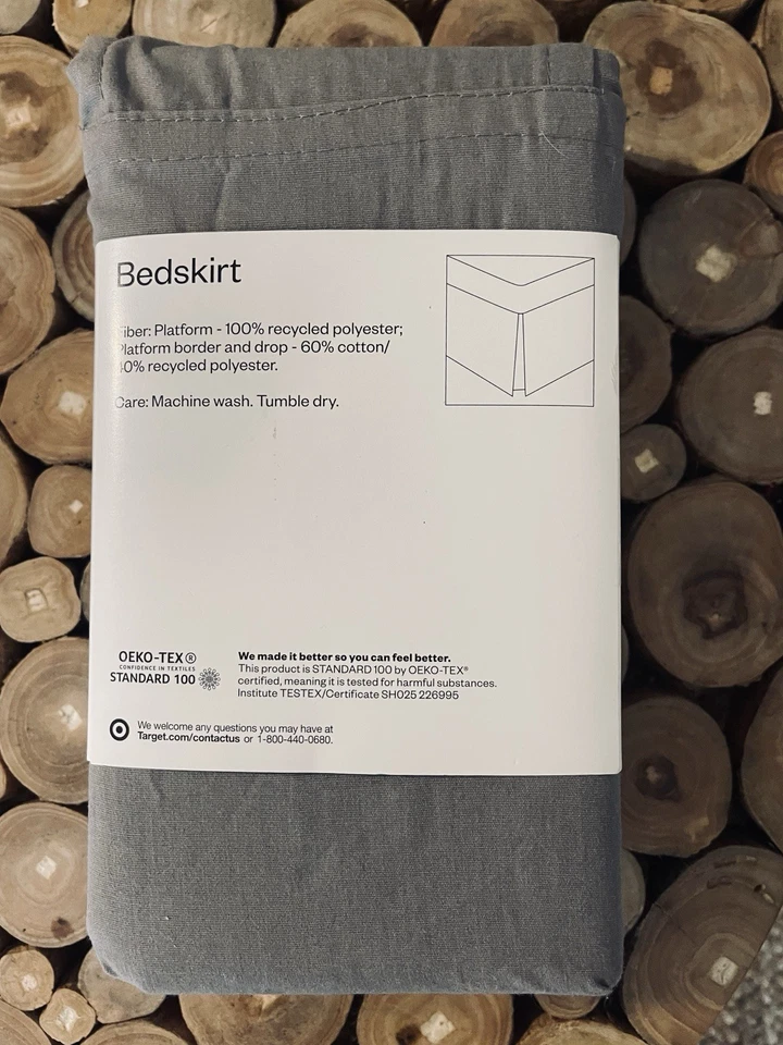 Falda de cama gris con plataforma tamaño completo nueva con etiquetas Room Essentials Target 54"x75" x 14"-caída Foto 2 de 4