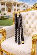 Lion Head Walking Cane Gold Brass Handle Wooden Stick 38" Vintage Gift