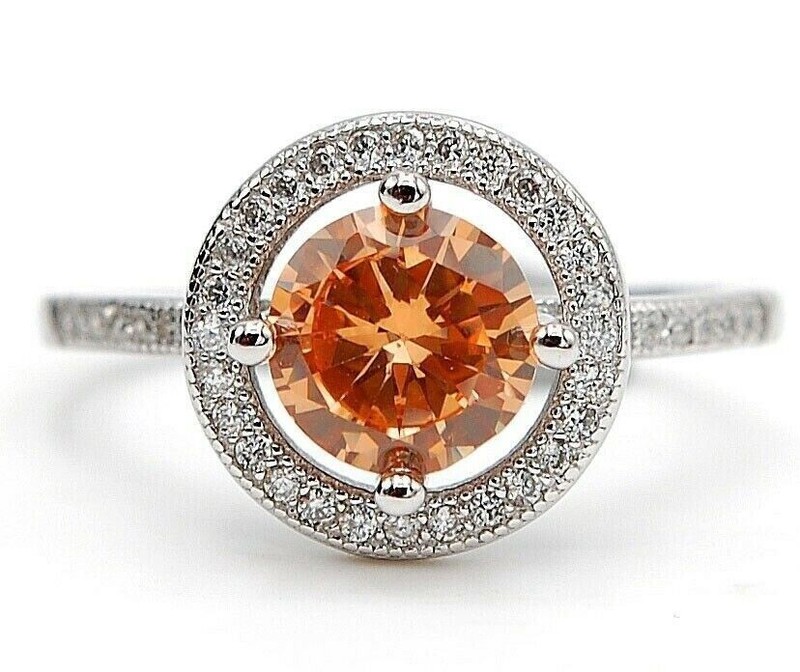 2CT  Padparadscha 925 Sterling Silver Ring Sz 6 U4-5