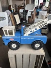 Vintage 1970's Mighty Tonka Blue Wrecker Tow Truck "24 Hour Service" Double Boom