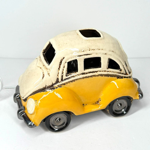 Ceramic Yellow VW Bug Night Light Decor Lamp Car Americana Vintage Retro