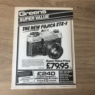 CAMS59 MAGAZINWERBUNG 11X8 GRÜN: DIE NEUE FUJICA STX-1 SLR