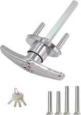 Garage Door Lock T-Handle Locks Latch Replacement Parts with 4 Keys, Nickle 