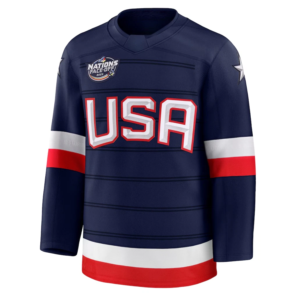 Custom Men's Navy 2025 4 Nations Stitched Hockey Jersey