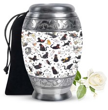 Black Cat Large Unique Urn For Ashes Adult Woman  Man 10 Inch 