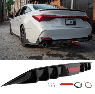 Glossy Black Rear Bumper Spoiler Diffuser Splitter w/LED Light For Toyota Avalon