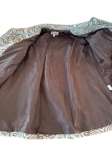 3 Schwestern Jacke Gr. M eleganter Mantel Stil 3S191/868 braun & hellblau/türkis - Bild 5 von 7