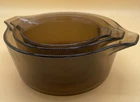 Vintage PYREX Fireside Amber Mixing Bowl Set (3 Pcs) 473-B/474-B/475-B!
