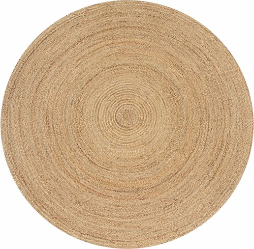 Hand Woven Jute Braided Rug, 3’ Round – Natural, Reversible Boho Entry Area R... - Bild 4 von 7