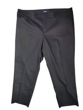 Chaps Women's Black Cropped Tapered High Rise Stretch Dress Pants 18W (42x25)