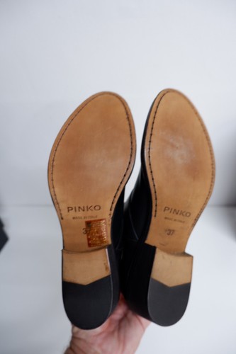 Pinko NEW Black 100% Leather Ankle Biker Boots BNIB Size 37 Uk 4 - Picture 9 of 10