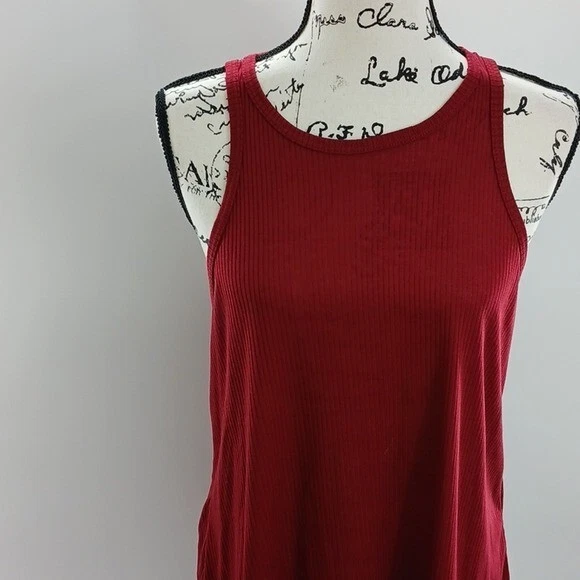 Camiseta sin mangas BKE para mujer talla M roja camisola acanalada mezcla de lino sin mangas Foto 2 de 4