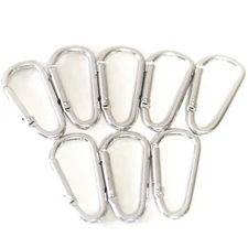 100pc SILVER CARABINER D-RING SPRING BELT CLIP KEY CHAIN 1-7/8" ALUMINUM HOOK