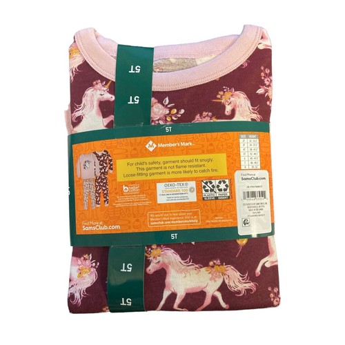 NWT Member's Mark Infant Girl's My Favorite 4 Piece Favorite Pajamas Unicorn 4T - Picture 3 of 3