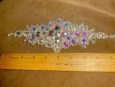 Shiny Crystal Rhinestone Applique Motif Patch Sew on For Gowns Or Costumes. New