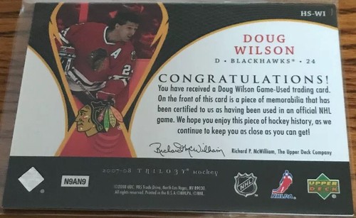2007-08 Upper Deck Trilogy Honorary Swatches Doug Wilson HS-WI - Picture 2 of 2