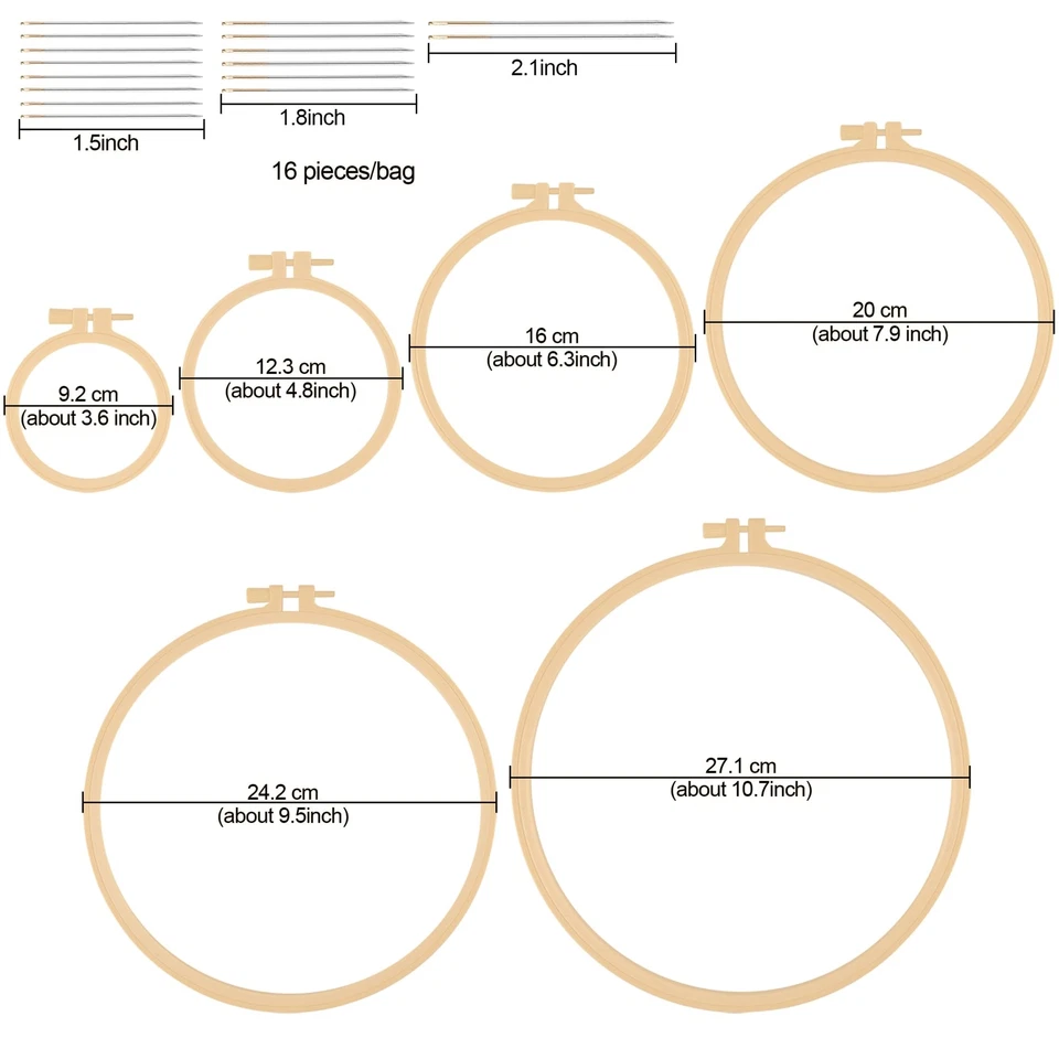 6 Pcs Embroidery Hoop 6 Size round Plastic Cross Stitch Hoop - Image 2 of 4
