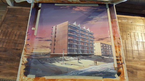 Architectural Original Mixed Media - THE SAILS II CONDOS Ocean City, MD - C.1970 - Picture 2 of 6