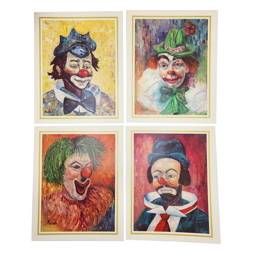 Creepy Sad Clown Prints Michele Reproductions Award Winning 8"x10" Set of 4 Vtg