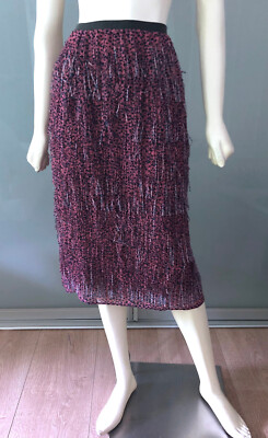 Odeeh Couture skirt pencil skirt fringe purple black 36 S fringe skirt purple