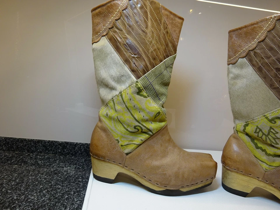 MADE IN ITALY SOFT CLOGS Damen Plateau Schuhe Stiefel Leder Gr.37 f.Neuw - Bild 3 von 4