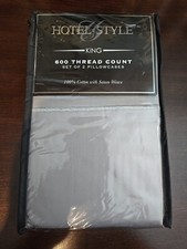 Hotel Style Pillowcases King 600 Thread Count Set of 2 100 Cotton Silver Grey