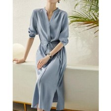 Women's 2024 New Summer Dress V Collar High Waist Lace Up Midi skirt Fashion 