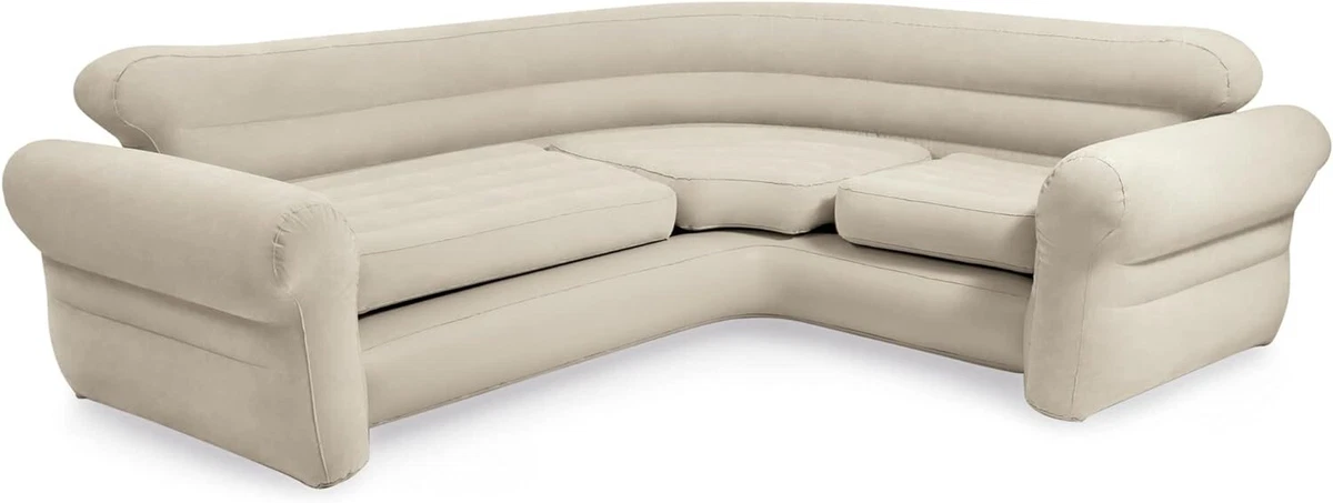 INTEX Inflatable Corner Sofa Indoor Use 2 in 1 Valve 880lb Wt Capable