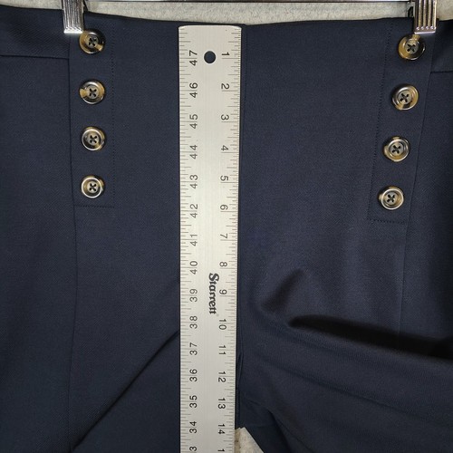 Ann Taylor The Kate Sailor Pants Women's 12 Navy Blue Button Front Wide Leg Crop - Picture 13 of 16
