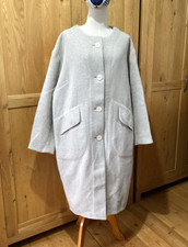 Annette Gortz Boiled Wool Cocoon Coat L Chest 50” Recycled Wool Oatmeal 42” Long
