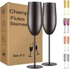 Champagne flutes set of 2 stainless steel champagne flute wedding favors