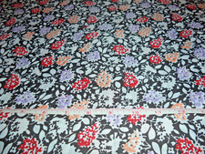BLACK WITH FLORAL PRINT FABRIC - 3 YARDS - SOLD BY THE YARD -