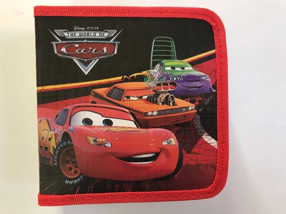 Estuche de almacenamiento organizador de 24 CD DVD AUTOS McQueen & Friends rojo nuevo con etiquetas N Foto 2 de 4