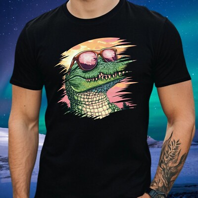 Mens Crocodile Sunglasses Cotton T-Shirt Size XS to 5XL