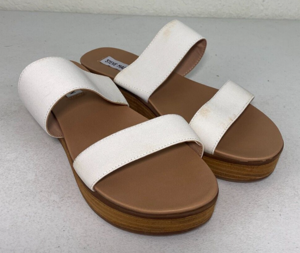 Steve Madden Womens Aliyah Slip On Sandals White Size