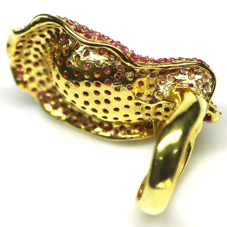 Anillo Joyería Flor Zafiro Amarillo Rosa Piedras Preciosas Plata 925 Oro 18K Talla 6.75 Foto 3 de 4