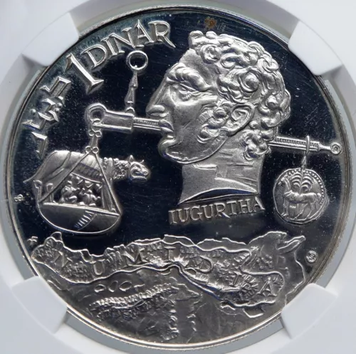 1969 TUNISIA History JUGURTHA Scales She-Wolf Silver Tunisian 1D Coin NGC i89291