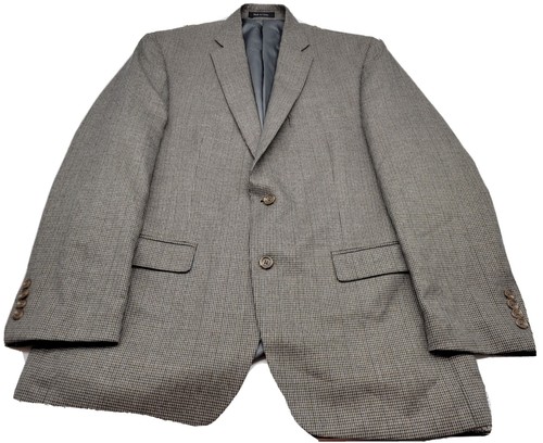 CHAPS Jacket Mens 42L Gray Plaid Houndstooth Blazer Modern Career Preppy Formal
