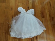 White Girl Party Dress Vintage USA Size 1 Polyester  Tulle Tieback