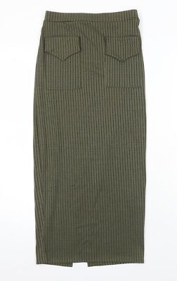 Missguided Damen grün Fischgrätmuster Polyester gerade & Bleistiftrock Größe 8-E