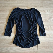 Premise Studio Black Ruched Long Sleeve Blouse Medium
