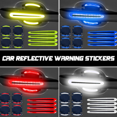 8 Pieces Car Door Handle Stickers Reflective Anti-Scratch Protection Universal，