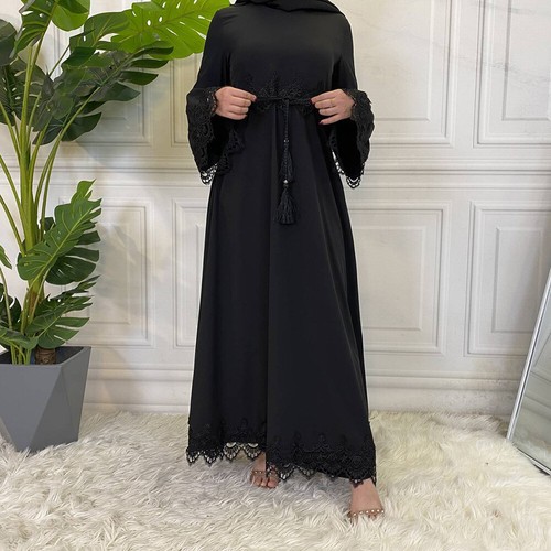 Muslim Women Long Dress Dubai Abaya Islamic Kaftan Arab Robe Caftan Ramadan Gown - Picture 18 of 98