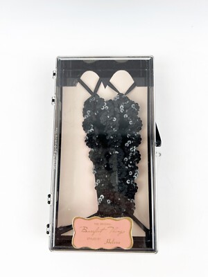 Vintage Original Helene Thong Barefoot Sandals Black Sequin Case 1950s