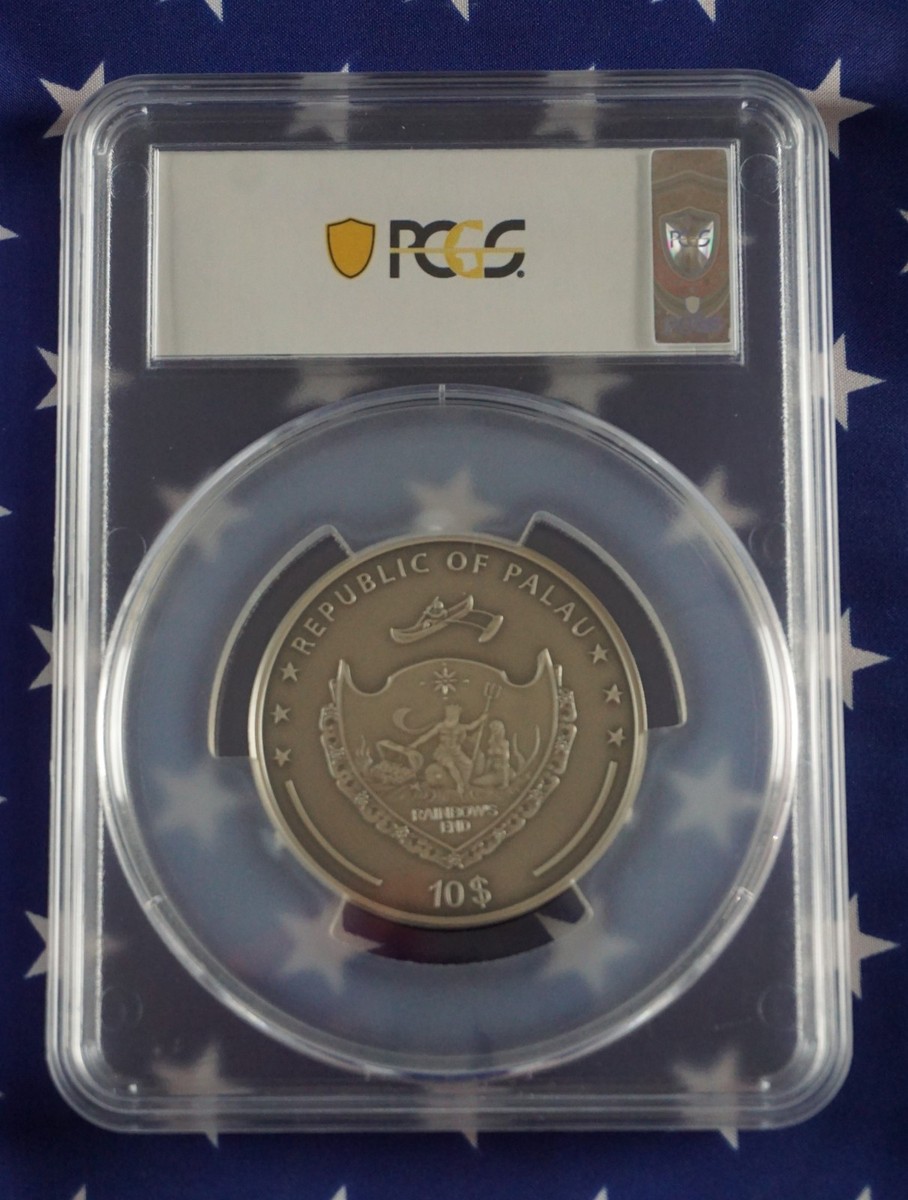 2019 Palau Green Dragon 2oz .999 Silver PCGS MS70 First Day Issue
