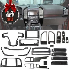 24x Interior Full Kit Dash Cover Door Panel Trims For Ford F150 15-20 Black Wood
