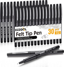 Black Felt Tip Pens, 30 Pack, 0.7Mm Premium Medium Fine Point, Felt Tip Markers