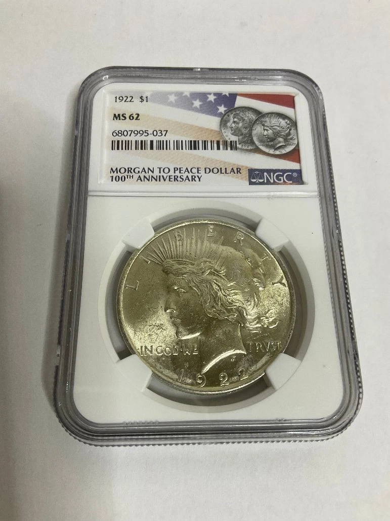 Silver MS 62 Graded 1922 Year Peace Dollars (1921-1935) for sale