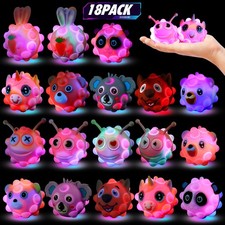 18PCS Light Up Fidget Balls Party Favors, 2 inch 3D Animal Pop Balls Fidget T...